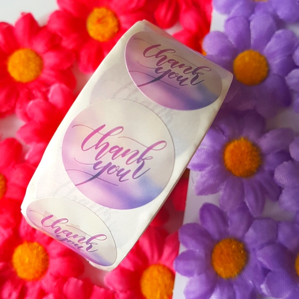 50 pcs Thank You Stickers 1" inch